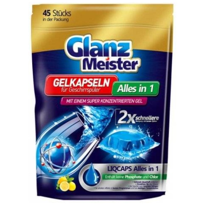 Glanz Meister All in 1 gélové tablety do umývačky riadu 45 ks