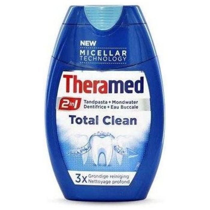 Theramed 2v1 Total Clean gélová zubná pasta s ústnou vodou 75 ml