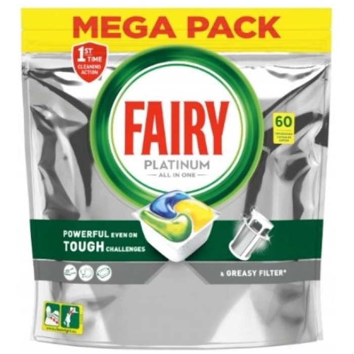 Fairy Platinum All in 1 + PLUS Lemon gélové tablety do umývačky riadu 60 ks