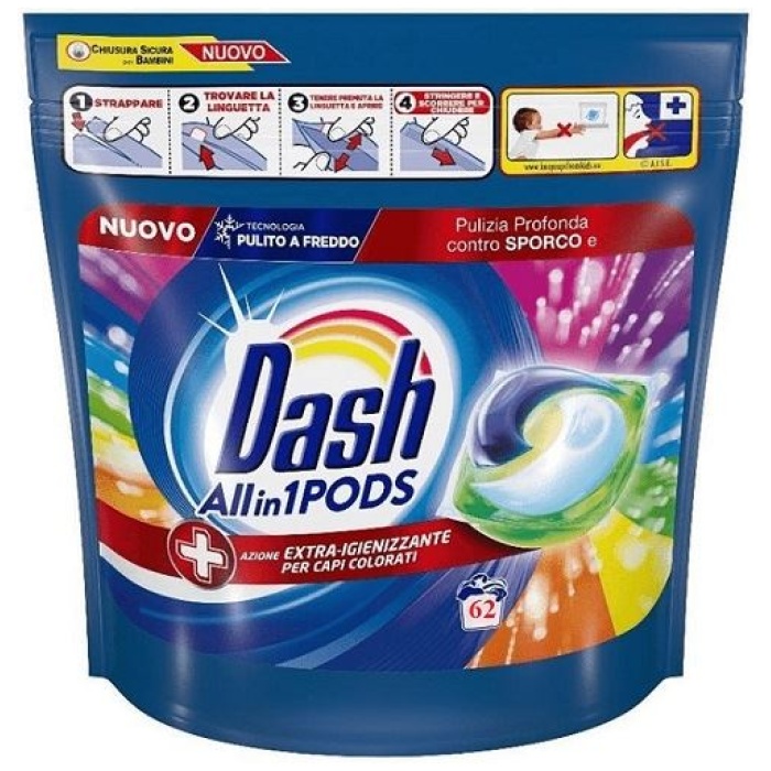 Dash 62ks 3v1 Extra Hygiene kapsule na pranie color